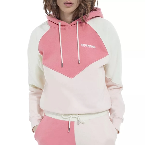 PINK AND ECRU FLEECE SWEATSHIRT WITH HOOD - Picture 1 of 16